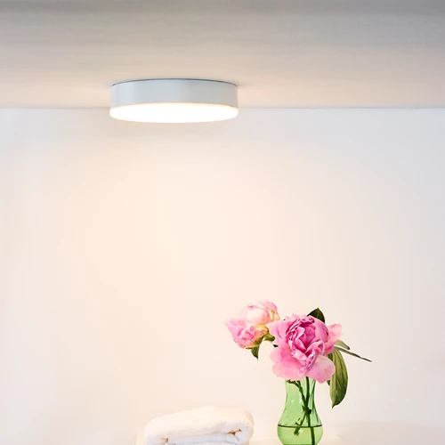 Lucide CERES-LED - Plafonnier Salle de bains - Ø 21,5 cm - LED Dim. - 1x30W 3000K - IP44 - Blanc - ambiance 1